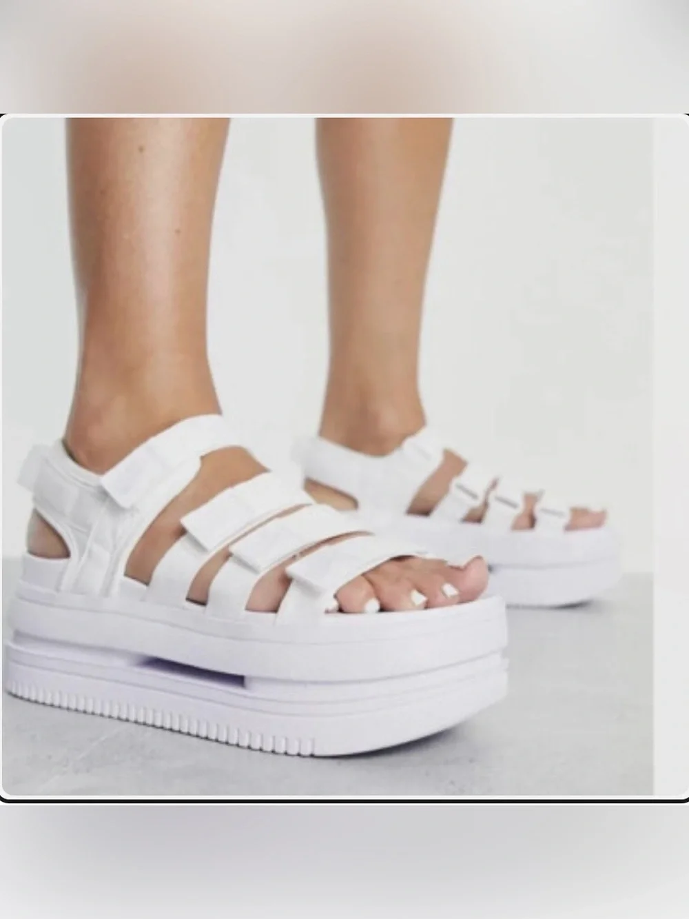 Nike Icon Classic Platform White Strappy Sandals size 10